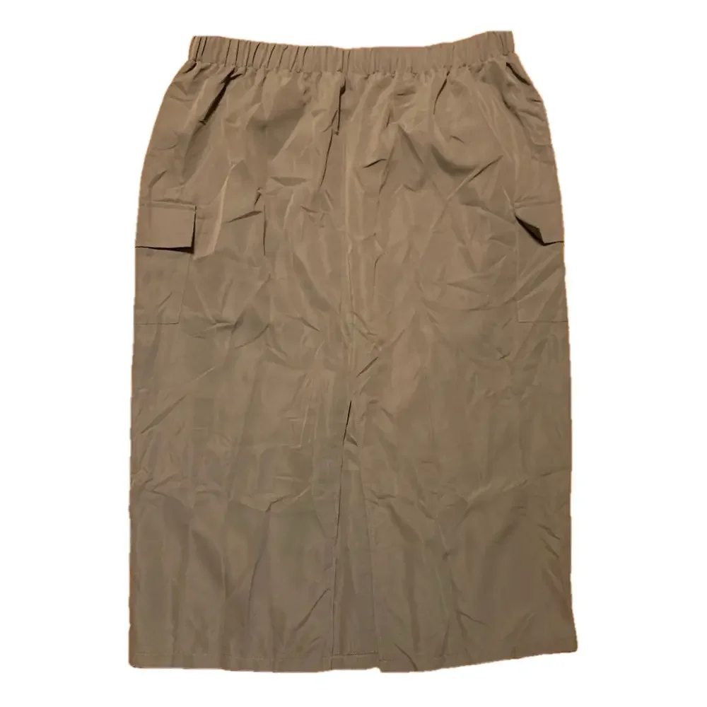 SHEIN Khaki Cargo Midi Skirt Plus Size 4X Utility Pocket Skirt